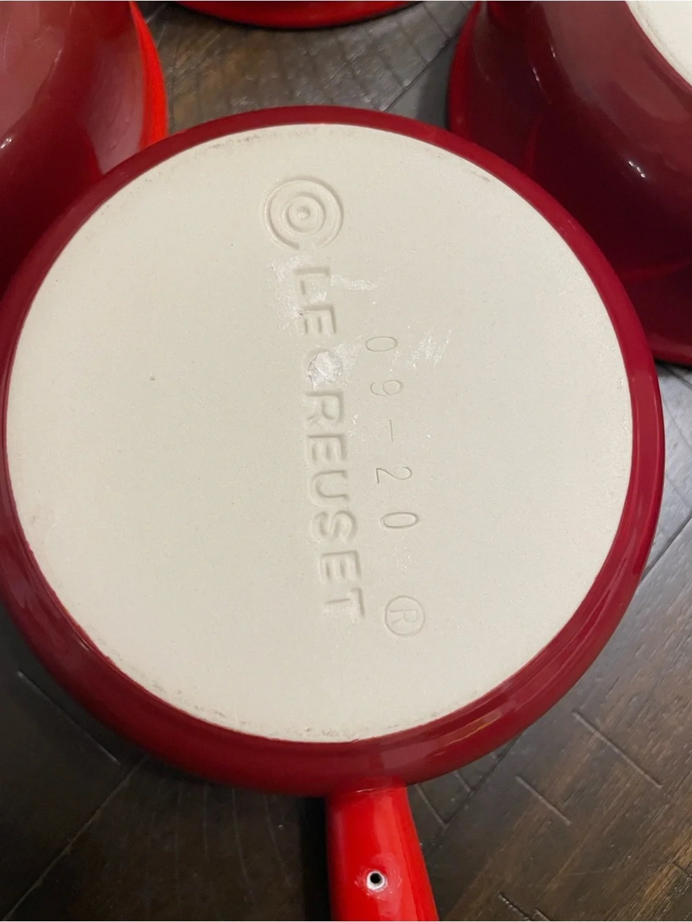 Le Creuset Red Mini Sauce Pans with Cream Interior — Set of 4